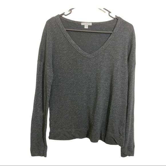 James Perse pullover V-Neck grey black sweater long sleeve. Size 2 - Picture 6 of 7